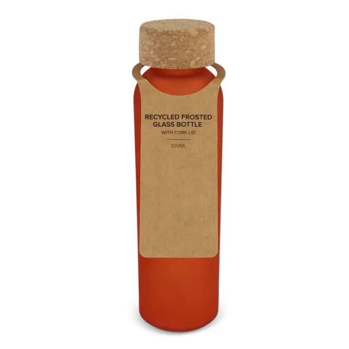Frosted recycled glass bottle with cork lid 500ml - LT98880 (N5426)